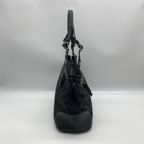 Coach Black Monogram Canvas Hampton Satchel Bag 6830 - Picture 3 of 11